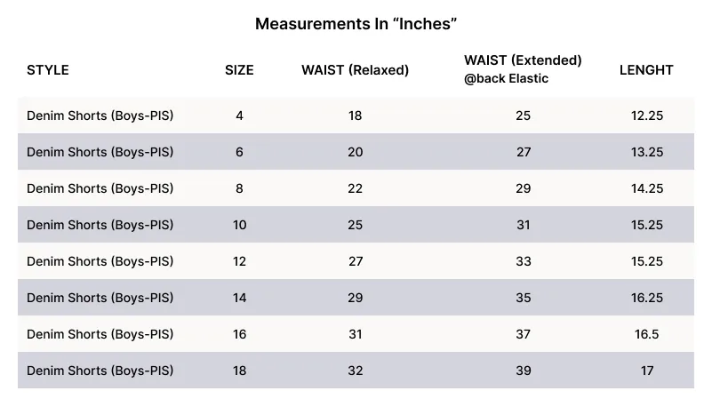 BOYS SHORTS DENIM SIZE CHART.webp